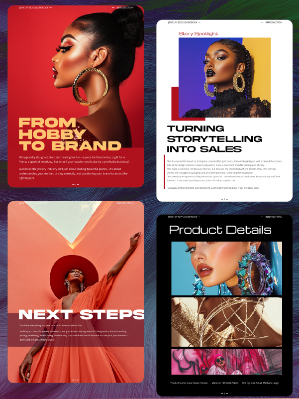 Cover design of digital book guide for jewelry entrepreneurs