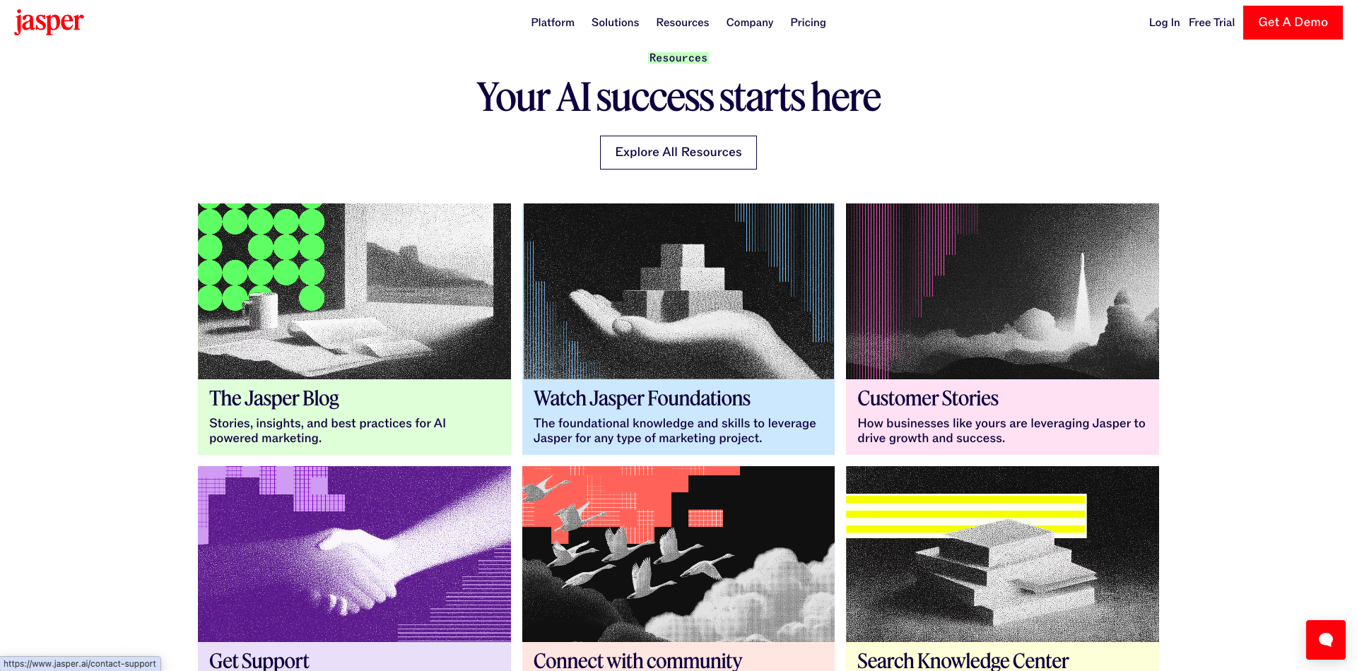Jasper agent cards grid — Optimization, Personalization, Research