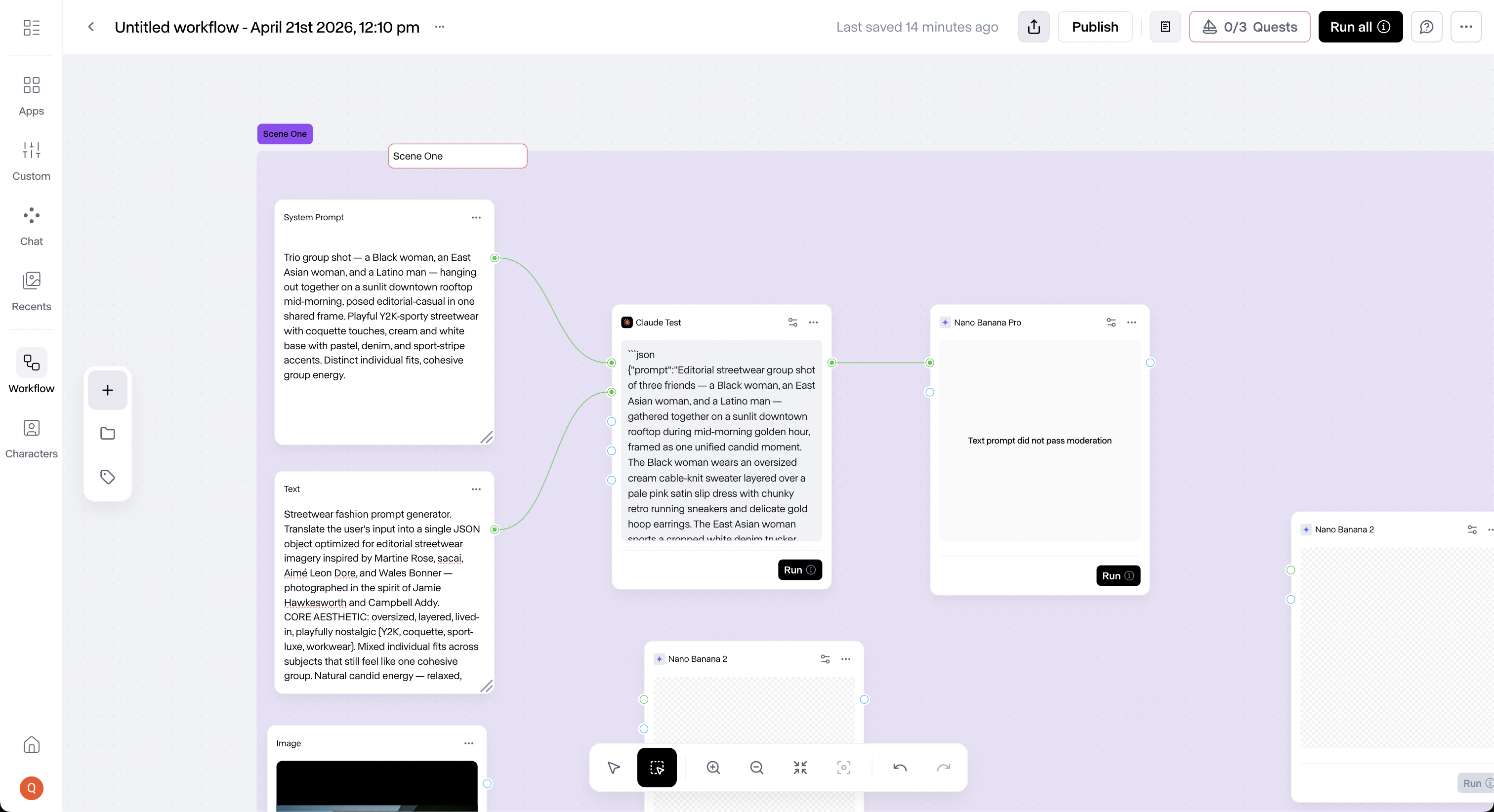 Runway canvas with a multi-node chain and the Run All button highlighted